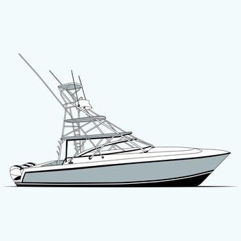 High Fishing Boat Illustration Line Art vector