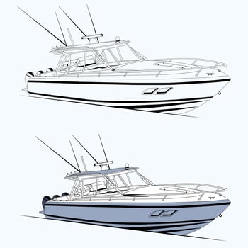 Boat Illustration Line Art for print vector