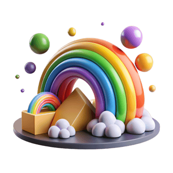 dramatic abstract Colorful Rainbow Arcing Over City Cutout with Soft Lighting high resolution png