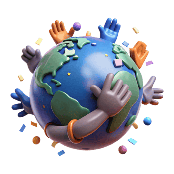 impressive modern Globe with Helping Hands Isolated Transparent Background authentic png
