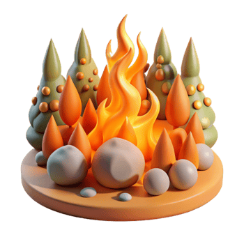 elegant rustic Forest Fire with Orange Flames Isolated Element exclusive png