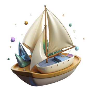 wonderful vintage Sailboat with White Sails Isolated png