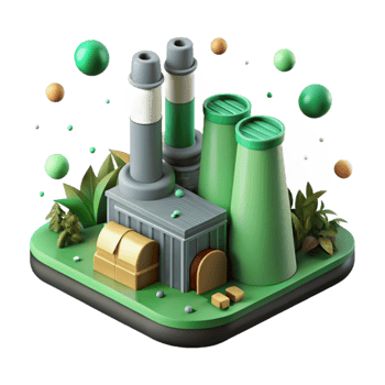 impressive classic Biomass Power Plant with Green Field Cutout original png