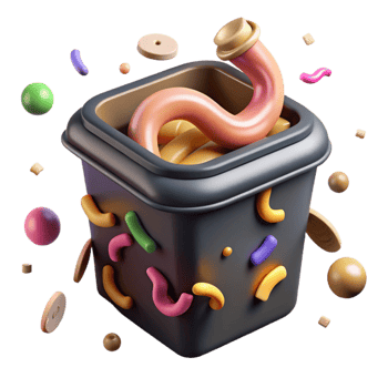magnificent minimalist Worm Bin with Lid Top View Isolated detailed png