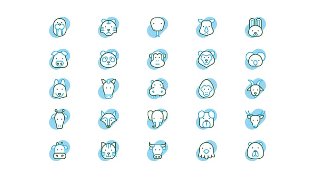 Collection of Cute Animal Face Icons vector