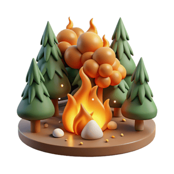 beautiful rustic Forest Fire Burning Trees Orange Flames Isolated png