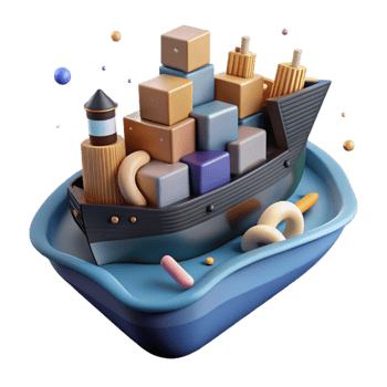 vibrant abstract Cargo Ship at Sea Isolated with Realistic Lighting high resolution png
