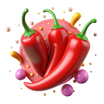extraordinary classic Spicy Chili Peppers with Vivid Red Color Transparent Background authentic png