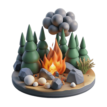 vibrant traditional Forest Fire Smoke and Flames Isolated high resolution png