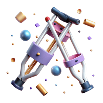 elegant minimalist Crutches Angled View Isolated Element high resolution png