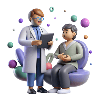 extraordinary minimalist Doctor Talking to Patient Isolated on White Background premium png
