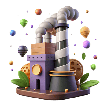 serene traditional Biomass Power Plant Chimney with Smoke Plume Cutout high resolution png