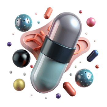 dramatic abstract Pill Capsule Close Up Front View Transparent Background high resolution png