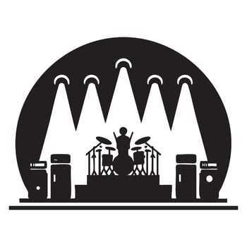 Silhouette of Drummer Solo Center Stage Concert Lights Excitement and Music vector
