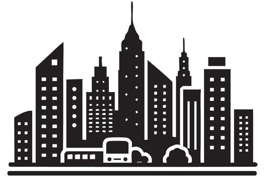 Urban Cityscape Silhouette Skyline Illustration Artwork Design vector