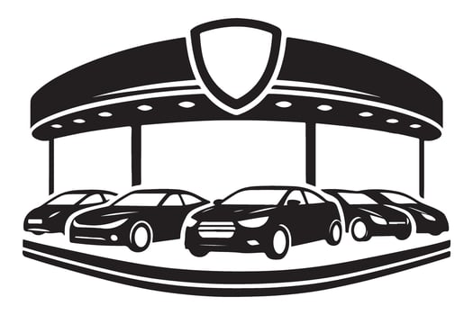 Automotive Dealership Silhouette Offering Wide Range of Cars vector