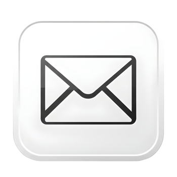 Square White Button with Envelope Icon Graphic png