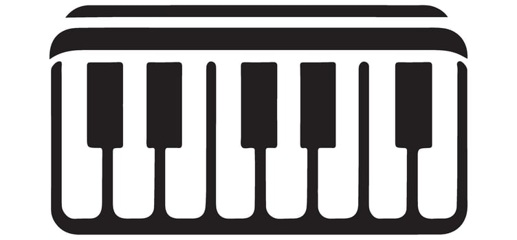 Minimalist piano keyboard silhouette for music website designs vector