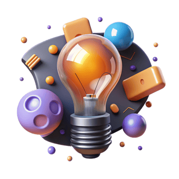 beautiful artistic Glowing Light Bulb Creative Design Transparent Background detailed png