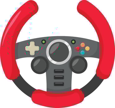 Red and Black Racing Steering Wheel vector