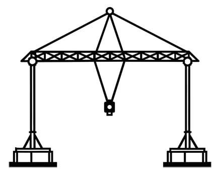A black and white illustration of a port crane vector