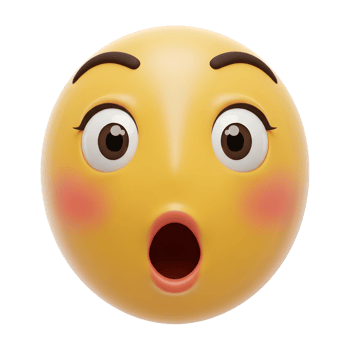 Astonished Emoji with Wide Eyes and Open Mouth in 3D Render png