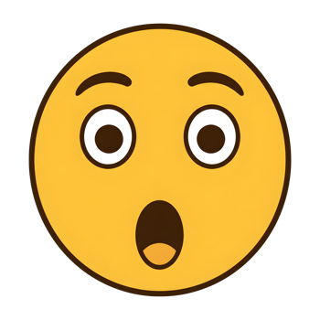 Astonished face emoticon with wide eyes and open mouth. png
