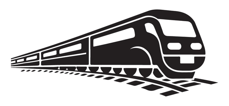 High Speed Train Black Silhouette Illustration Modern Commute Transport Symbol vector