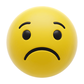 Disappointed three-dimensional yellow emoticon displays mild sadness. png