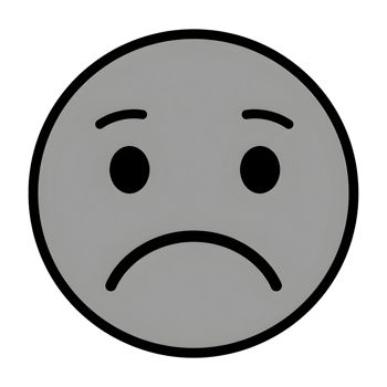A Depressed and Disappointed Gray Circular Face Emoji. png
