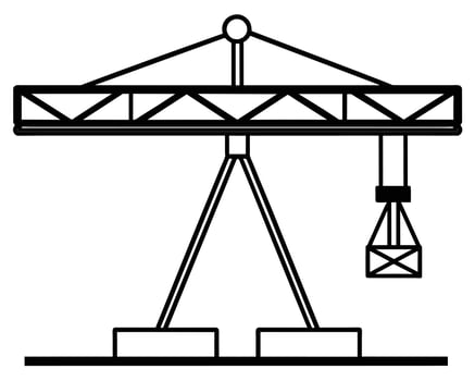 Simple black and white illustration of a port crane vector