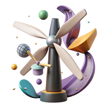 elegant classic Wind Turbine Blades Rotating Close Up Cutout detailed png