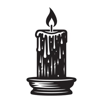 Vintage Candle Silhouette Illustration Design Symbol for Decoration vector