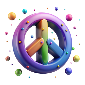 elegant artistic Colorful Peace Sign Cutout with Gradient Effect png