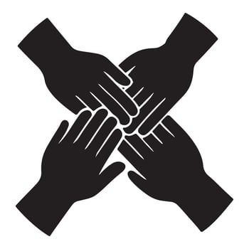 Four Hands United Cross Symbolizing Strength and Collaborative Support vector