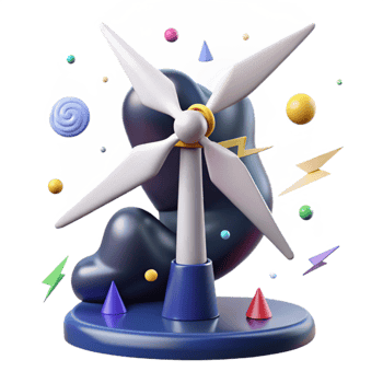 impressive vintage Wind Turbine with Lightning in Background Isolated detailed png
