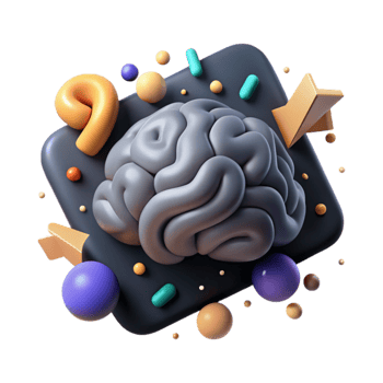 elegant vintage Brain Icon with Short Shadow Transparent Background exclusive png
