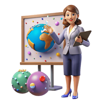 elegant rustic Businesswoman Giving Presentation on Global Economy Isolated Element premium png