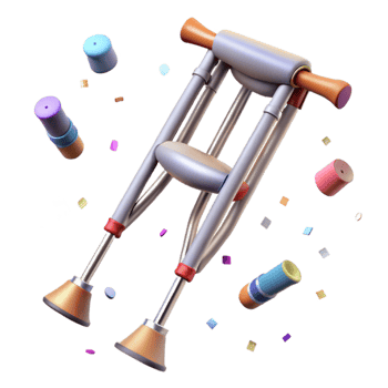 dramatic creative Crutches Single Aluminum Adjustable Isolated high quality png