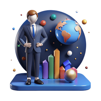 wonderful minimalist Businessman Silhouette with Global Economy Chart Cutout premium png