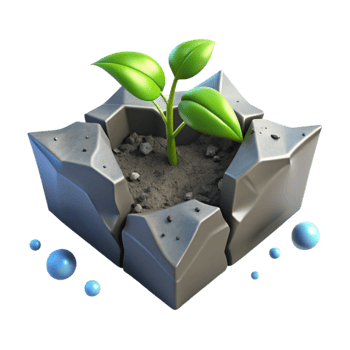 wonderful creative Seedling Growing Through Crack Concrete Isolated detailed png
