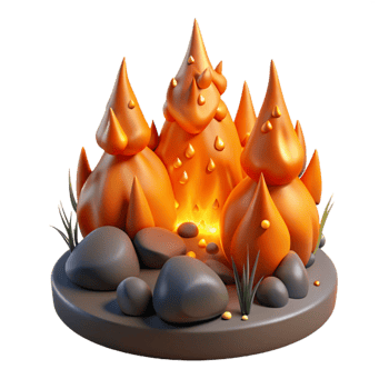 magnificent vintage Forest Fire with Orange Flames Isolated Element professional png