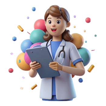vibrant abstract Nurse with Patient Chart Transparent Background Cutout high resolution png