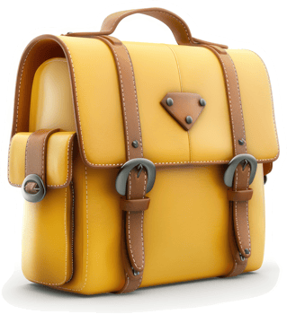 Stylish mustard yellow leather briefcase with brown accents. png