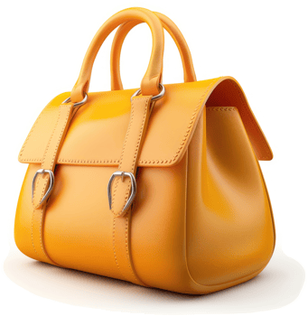 Stylish mustard-yellow leather satchel bag. png