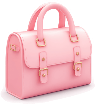 Pink leather satchel handbag with gold hardware. png
