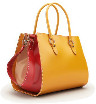 Dual-toned leather tote bag with structured design. png