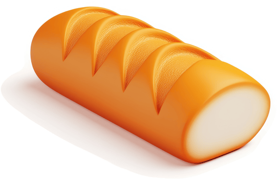 Rendered image of a sliced orange bread roll. png