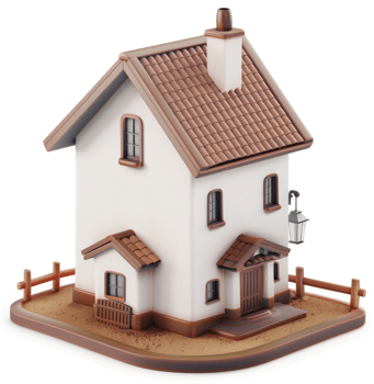 Quaint, two-story home with terracotta roof. png