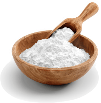 Wooden bowl filled with powdered baking soda. png